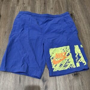 Vintage Nike Shorts Mens Medium Blue 90s Nylon Athletics Drawstring Pockets Logo
